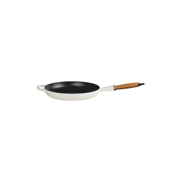 Signature cast iron frying pan with wooden handle &Oslash; 28 cm, meringue, Le Creuset