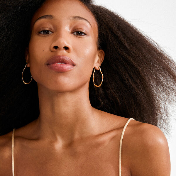 TIMBER hoop earrings, gold plated, Pilgrim