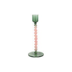 Styles Glass Candlestick, green/rose, Villa Collection