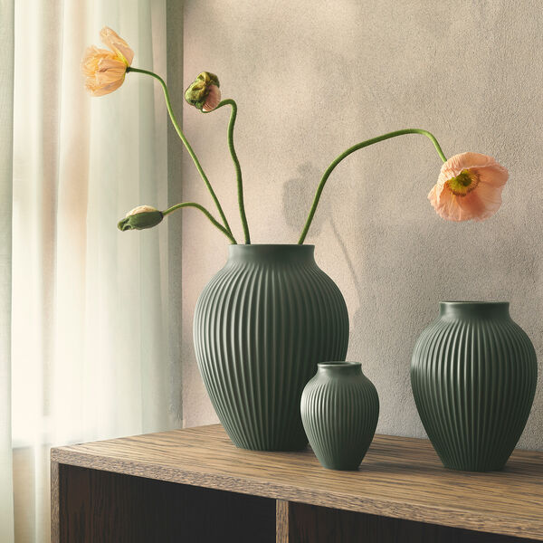 Knabstrup vase ripple, mat celadon green Knabstrup vase ripple, mat celadon green, Knabstrup Keramik