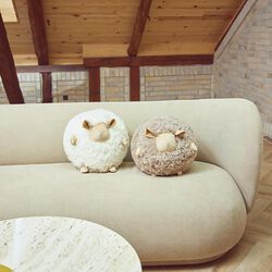 Cute Sheep Round Cushion Ø 34 cm, taupe, NATURES Collection