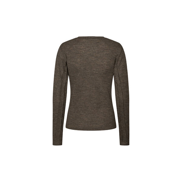 Merino Wool Tee LS Haze, dark brown melange, Rethinkit