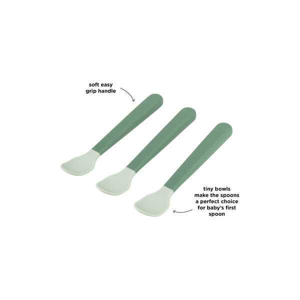Foodie Easy-grip Baby Spoon 3-pack, green, Done by Deer