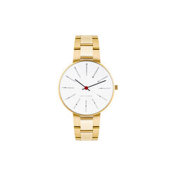 Bankers Wrist Watch, white/gold/gold, Arne Jacobsen Watches