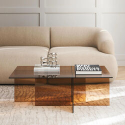 Anouk Glass Coffee Table, brown transparent, Westwing Collection