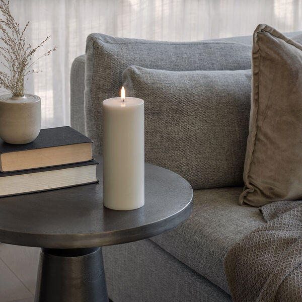 LED pillar candle 20 cm, oyster grey, Uyuni Lighting