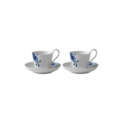 Blue Fluted Mega High Handle Cup with Saucer 25 cl, 2 pcs, Royal Copenhagen