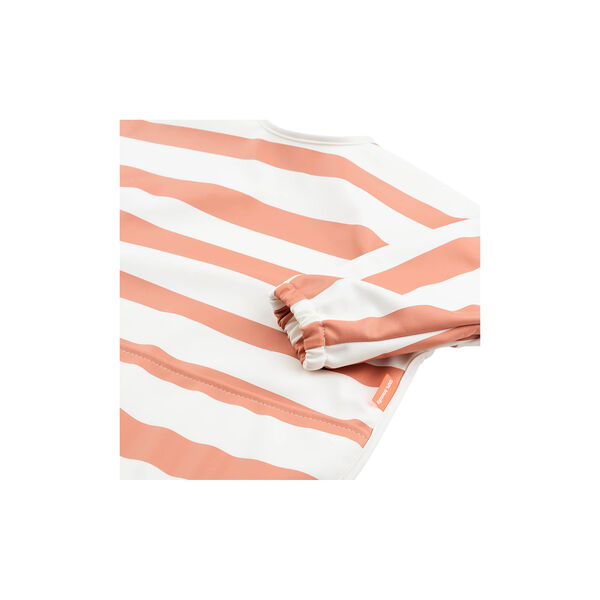 Sleeved Pocket Bib, stripes papaya, Done by Deer