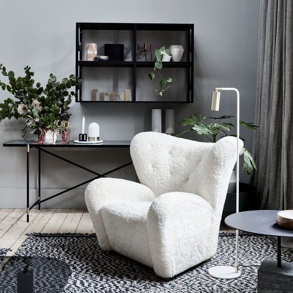 Lektor Floor Lamp, white/brass, Rubn