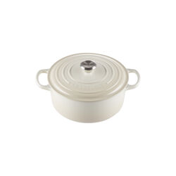 Signature round cast iron pot &Oslash; 26 cm, meringue, Le Creuset