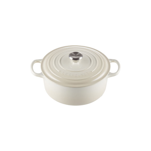 Signature round cast iron pot &Oslash; 26 cm, meringue, Le Creuset