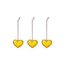 Glass heart set of 3, yellow, Iittala