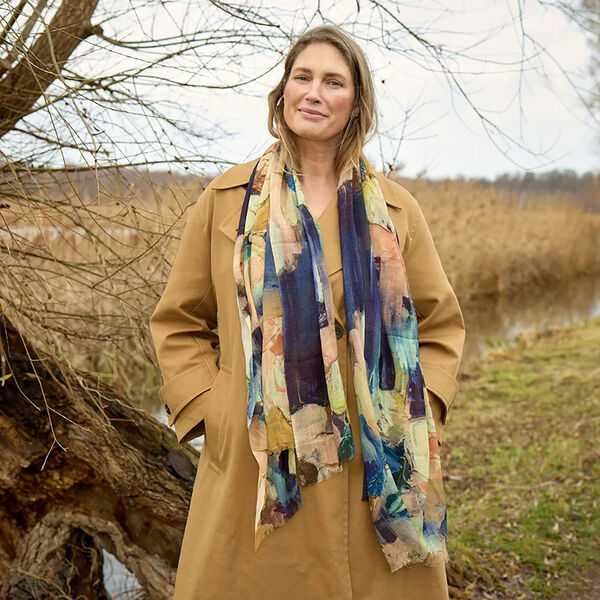 PAINTED ROSES scarf, blue, Bella Ballou