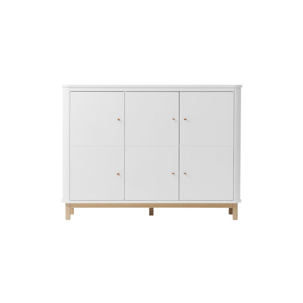 Wood Multi Cupboard 3 Doors, white/oak, Oliver Furniture