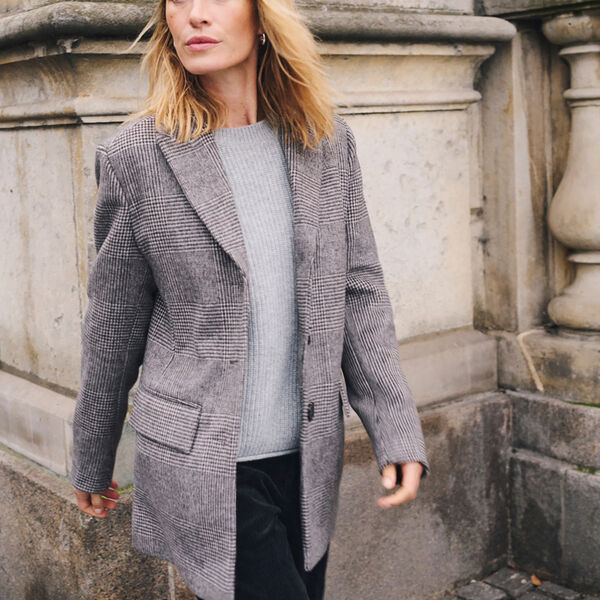 SelinePW Jacket, brown check SelinePW Jacket, brown check, Part Two