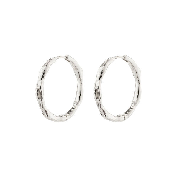 EDDY recycled  organic shaped large hoops, silver-plated, Pilgrim