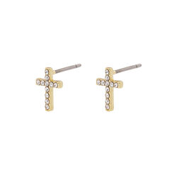CLARA Crystal Cross Studs, gold plated, Pilgrim