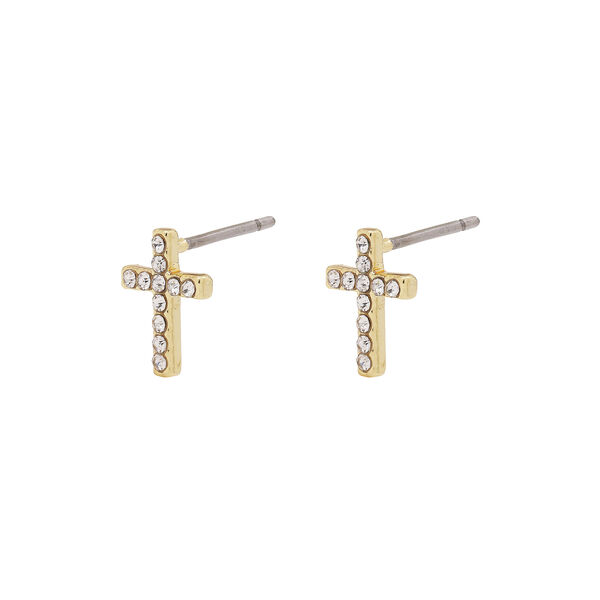 CLARA Crystal Cross Studs, gold plated, Pilgrim