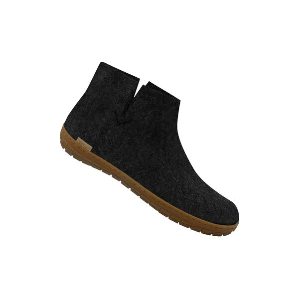 Felt Ankle Boot with Natural Rubber Sole, charcoal, Glerups