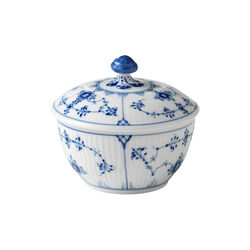 Blue Fluted Plain Sugar Bowl with Lid, Royal Copenhagen