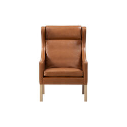 Mogensen 2204+2202 Wing Chair & Ottoman, russet brown/light oiled oak, Fredericia Furniture