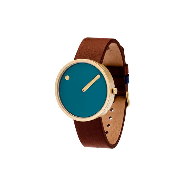 PICTO Wrist Watch, dusty blue/matt gold/chocolate brown PICTO Wrist Watch, dusty blue/matt gold/chocolate brown, Picto