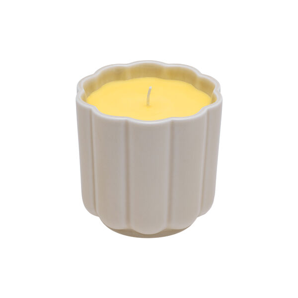 Play candle in round ceramic mould, beige/yellow, Iittala