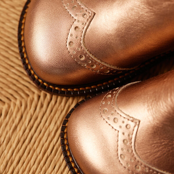 Chelsea Boot With Brogue Hole Pattern, bronze metallic/cognac, ANGULUS