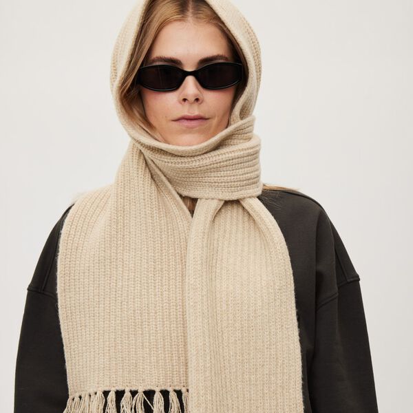 Knitted Scarf Fringes Chamonix, fossil melange, Rethinkit