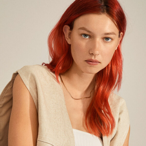 JOANNA flat snake chain necklace gold-plated, Pilgrim