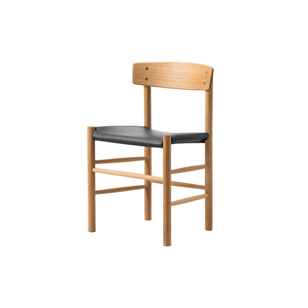 J39 Mogensen Chair with Seat Upholstery, light oiled oak/Omni 301 black J39 Mogensen Chair with Seat Upholstery, light oiled oak/Omni 301 black, Fredericia Furniture