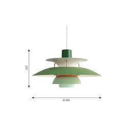 PH 5 Pendant, hues of green, Louis Poulsen