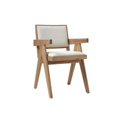 Sissi Dining Chair with Armrests, cream white/light oak, Westwing Collection
