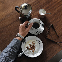 Black Fluted Mega Deep Plate Ø 17 cm, Royal Copenhagen