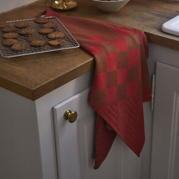 CHRISTMAS Tea Towel, archive red, Georg Jensen Damask