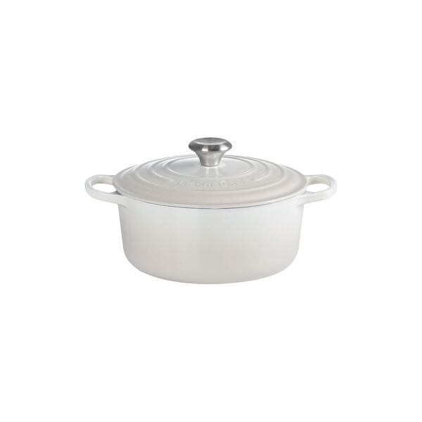 Signature round cast iron pot &Oslash; 24 cm, meringue, Le Creuset