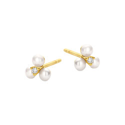 VIOLA EARRING, gold/diamond/freshwater pearls, Spirit Icons