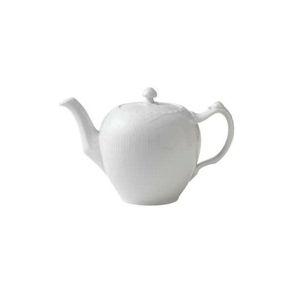 White Fluted Half Lace Teapot 100 cl, Royal Copenhagen