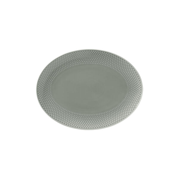 Rhombe Earth Oval serving dish, moss, Lyngby Porcelæn