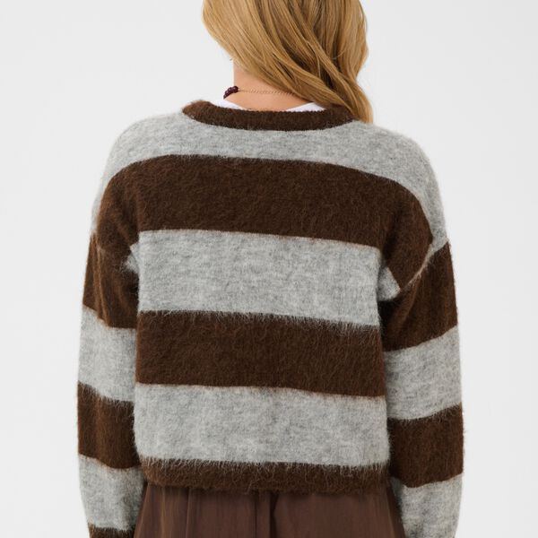 TayzieSZ Pullover, chocolate grey melange stripe, Saint Tropez