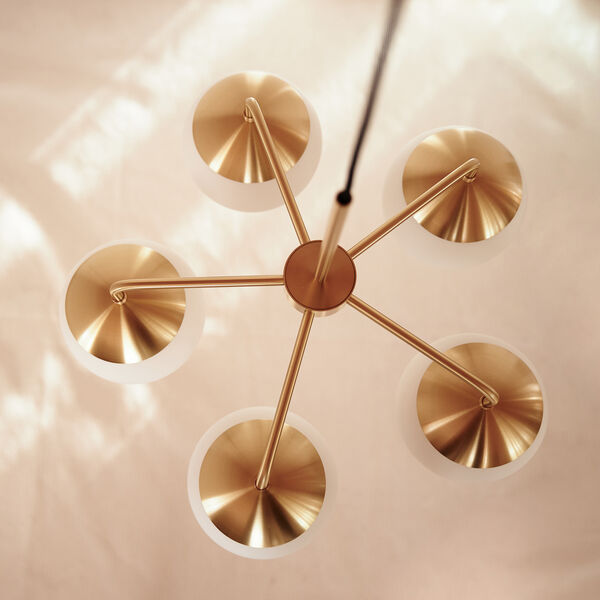Lord 5 Chandelier, brass/opal, Rubn