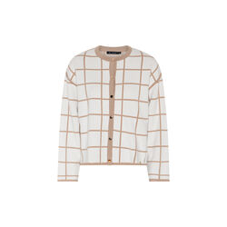 Cardigan Chic Check Knit | Off White/Camel | Cardigan, Micha