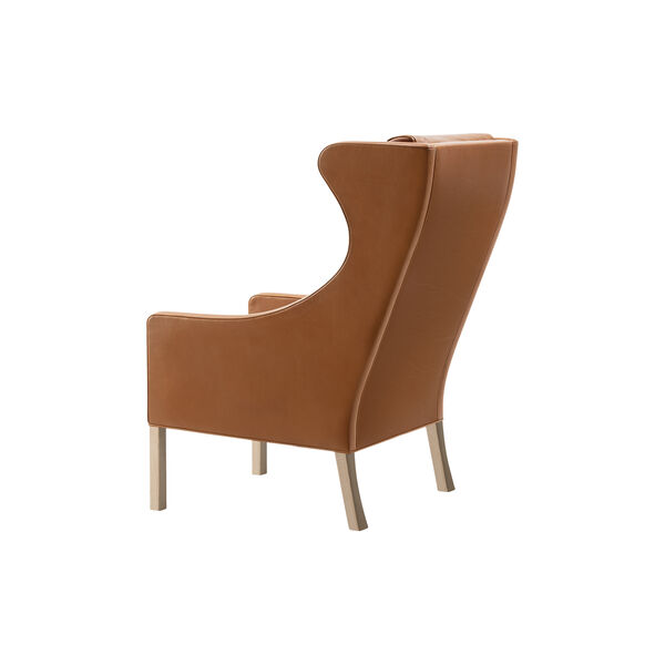 Mogensen 2204 Wing Chair, russet brown/light oiled oak, Fredericia Furniture