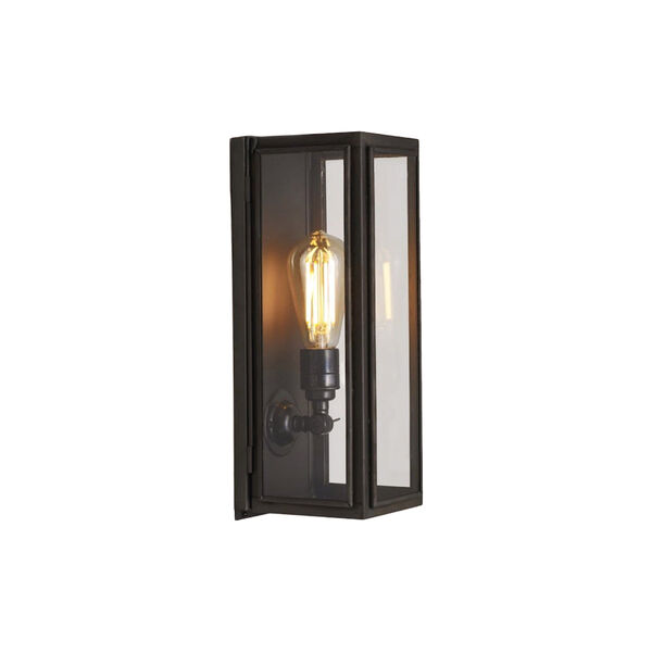 Narrow Box Wall Light 7649 (Externally Glazed), weathered brass/clear, Original BTC