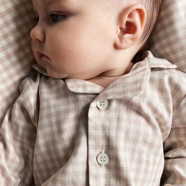 Classic PJ Suit, beige gingham, Lalaby