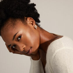 LONA Chunky Crystal Huggie Hoops, gold plated, Pilgrim