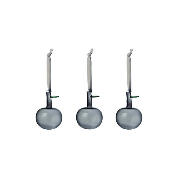 Glass apple 3set, grey, Iittala