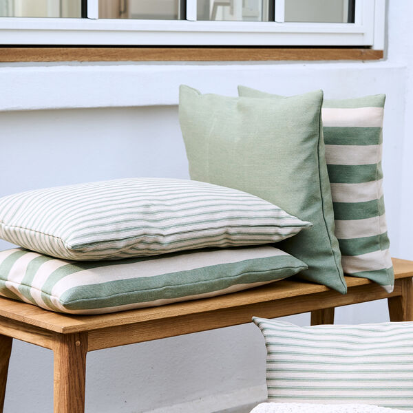 Outdoor Stripe Cushion, green, Compliments
