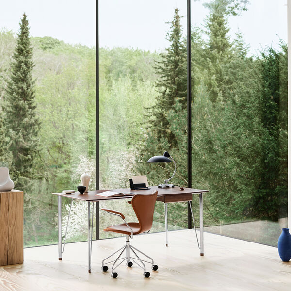 FH3605™ Writing Desk with Drawer, walnut/chrome, Fritz Hansen