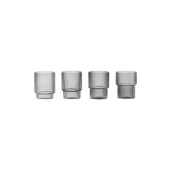 Ripple Small Glasses 4 pcs, smoked grey, ferm LIVING